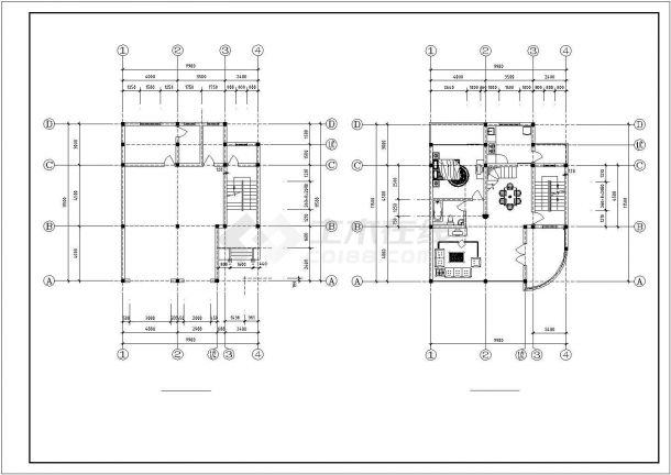 某地二层框架结构别墅建筑CAD设计施工图-图二