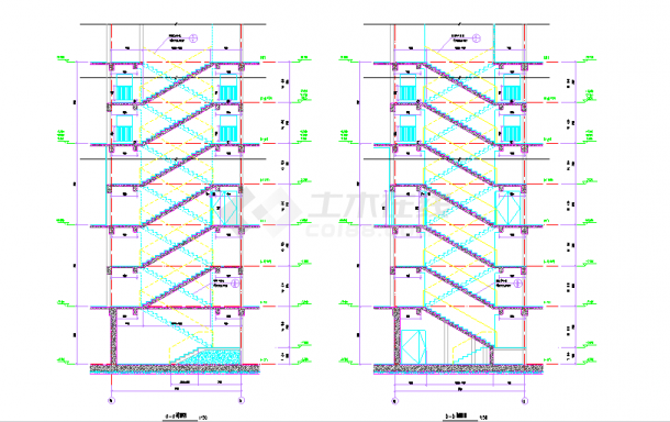 多层商场楼梯电梯扶梯钢结构节点详图-图二