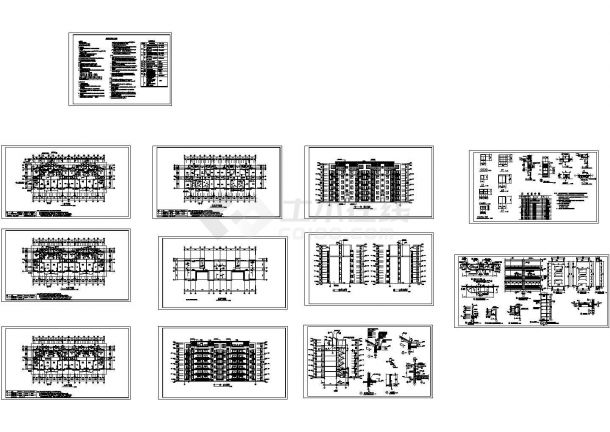 湖北省某7层砖混结构商住楼建筑施工CAD图纸-图一