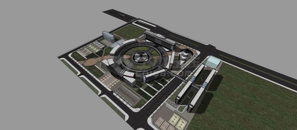 圆形广场校园设计（SU模型）-图一