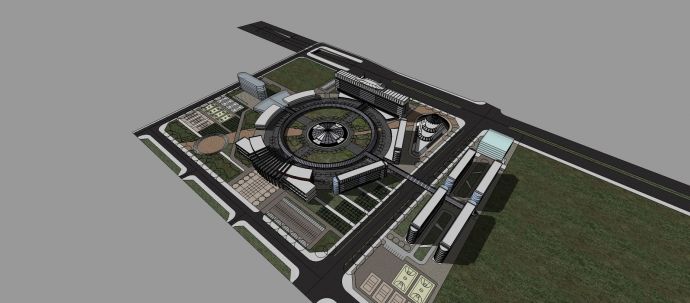 圆形广场校园设计（SU模型）_图1