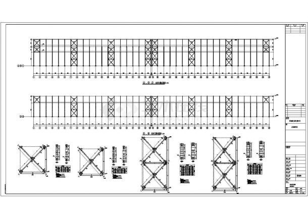 扬州某四联跨格构柱门式钢架厂房结构施工图-图一