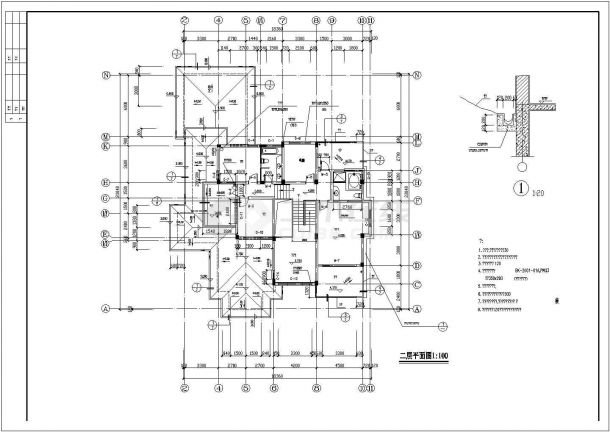 某地区两层别墅坡地建筑设计cad施工图纸-图二