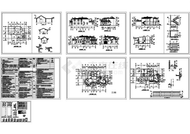 长丰县某2层欧式别墅全套建筑设计施工图（基地面积236平米 建筑面积415平米）-图一