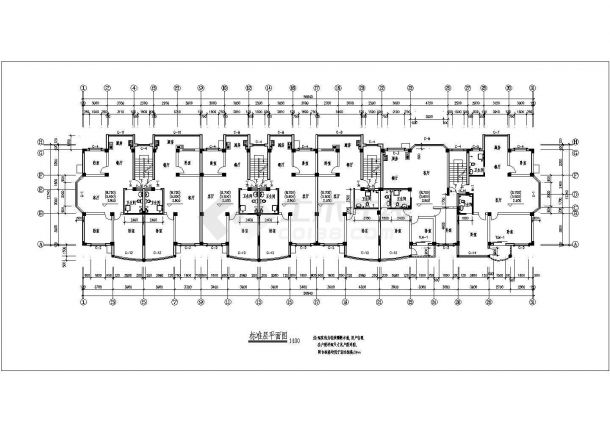 某地六层小区普通居住楼房建筑cad设计图-图一
