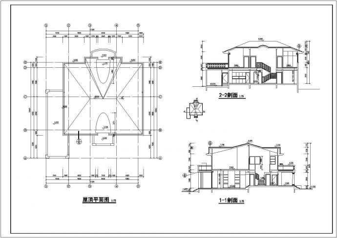 某市框架结构别墅装饰CAD设计施工平立面图_图1