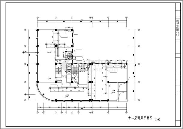 某工业用房通风cad施工平面详图图纸-图一