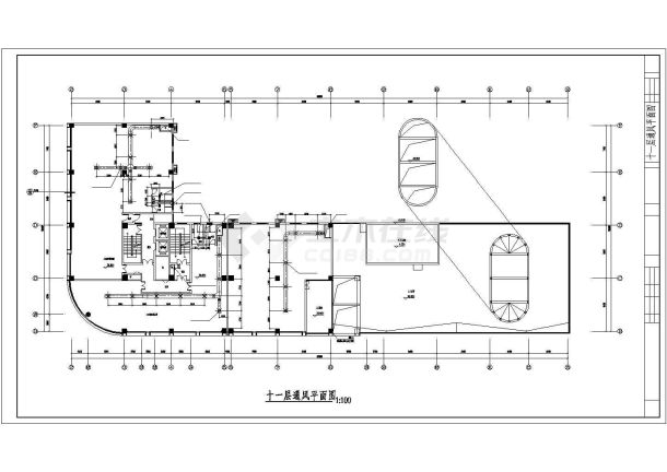 某工业用房通风cad施工平面详图图纸-图二