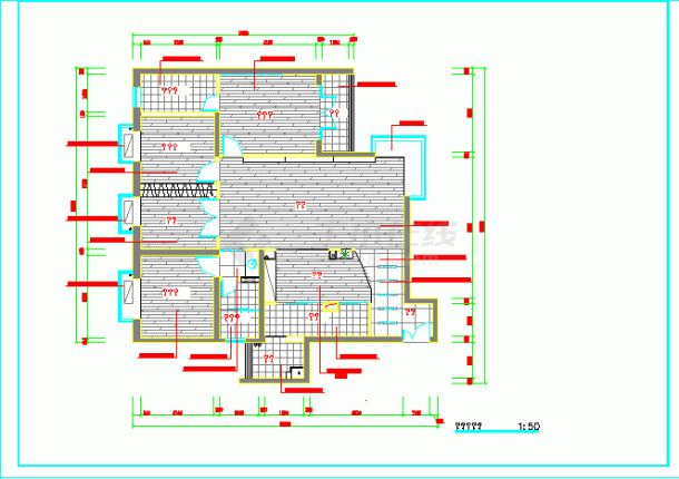 某地框架结构别墅装修CAD设计施工图-图二