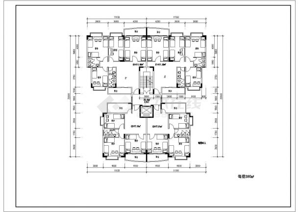 某住宅小户型平面设计施工CAD图纸-图二