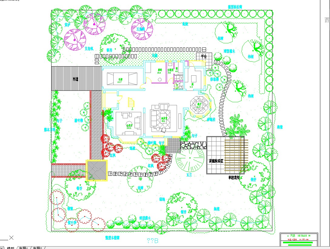 别墅私家花园设计图纸   CAD