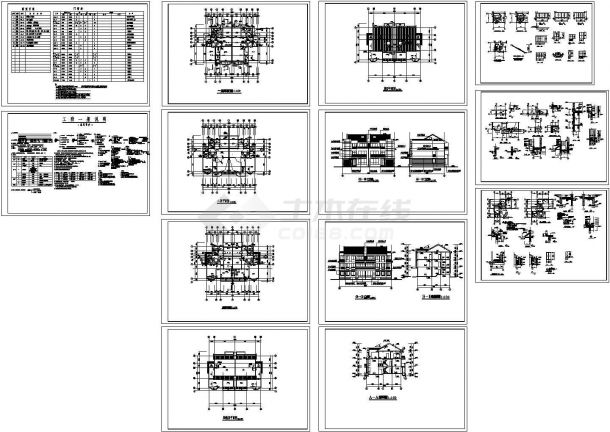 中式风格别墅建筑施工CAD图纸，共13张图纸-图一