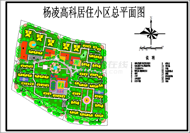 某地区居住小区总规划建筑cad图-图一