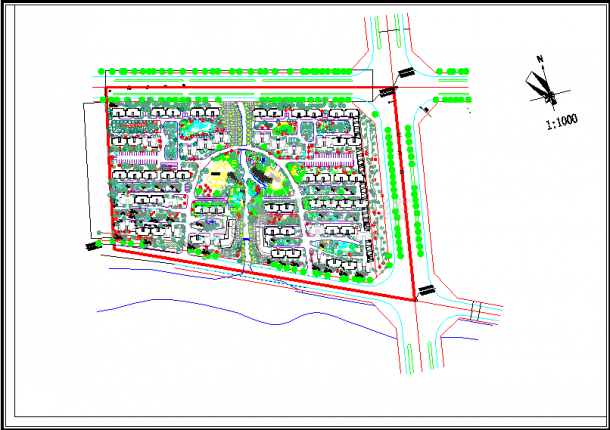 某地区小区规划及景观cad施工图纸-图一