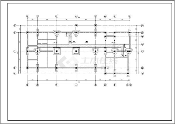 某工业园三层框架办公楼结构设计施工图-图一