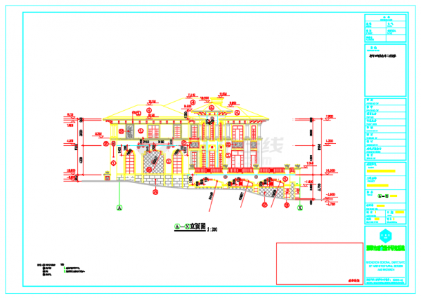 某地售楼处五种户型别墅建筑设计CAD图（含效果图）-图二