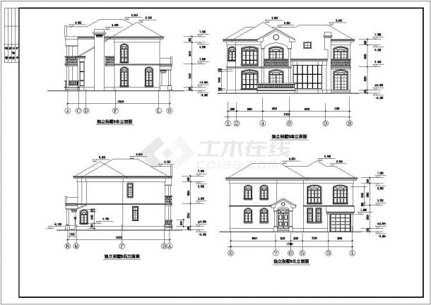 某独立别墅建筑设计施工CAD图纸-图二