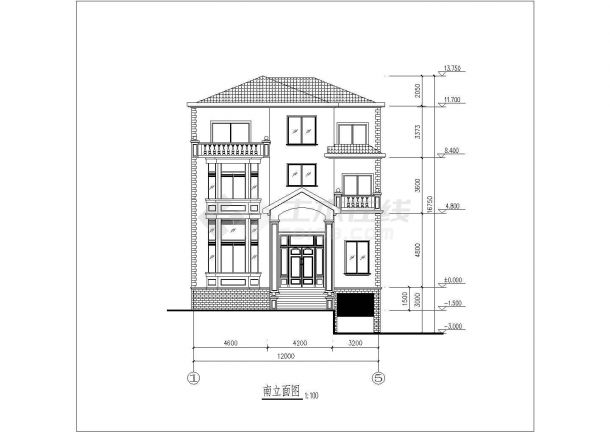 某地小高层别墅建筑设计施工CAD图及效果图-图二