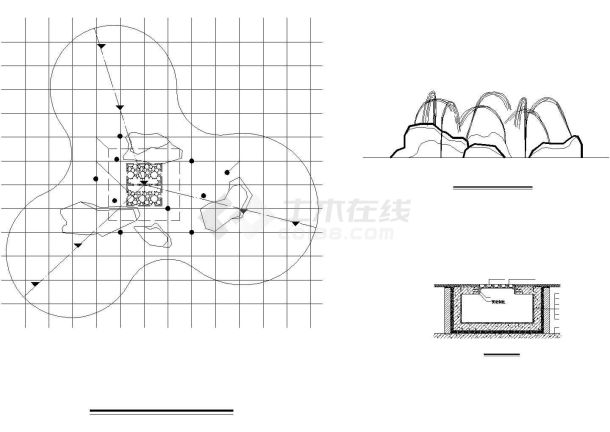 自然石旱喷节点剖面CAD参考图-图二