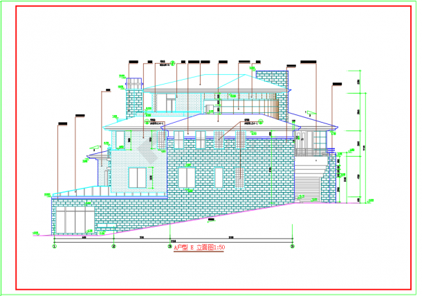 某坡地三层别墅建筑设计方案图纸带效果图-图二