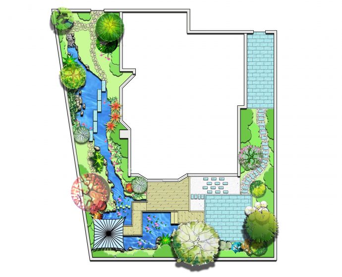 别墅花园平面设计效果图_图1