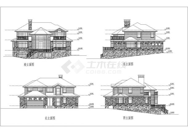 某区域别墅建筑设计施工图纸（共5张）-图一