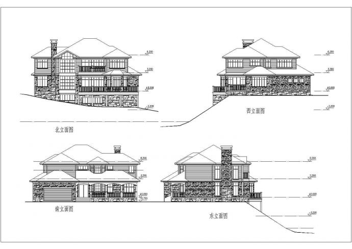某市区别墅建筑设计图纸（共5张）_图1