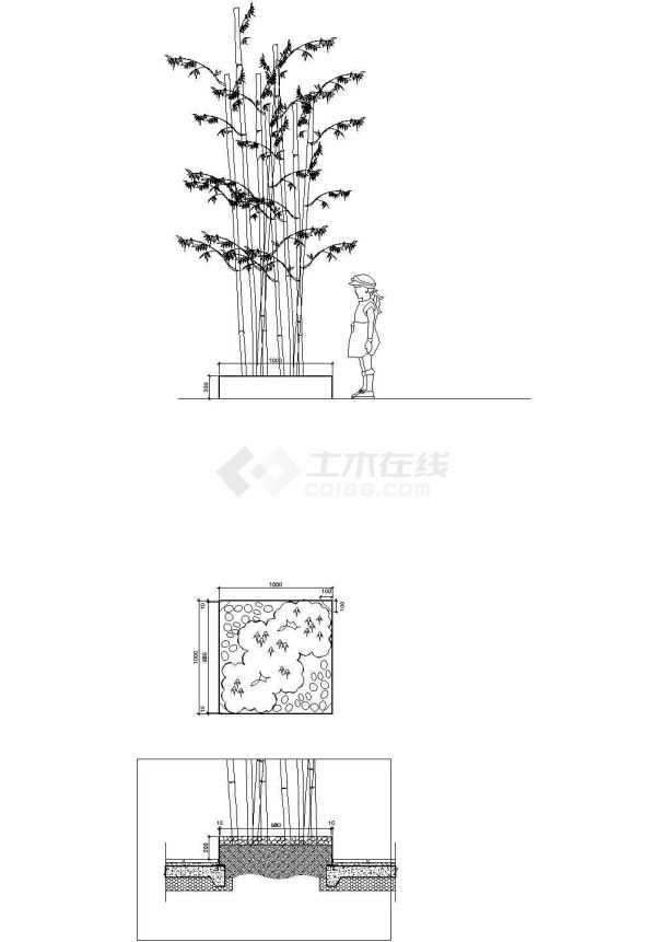 某方形树池作法全套施工参考CAD详图-图一