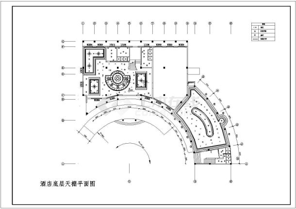 某地区度假酒店装修设计cad施工图-图二