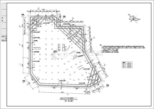 某商贸大厦三层地下室基坑支护施工图纸-图一