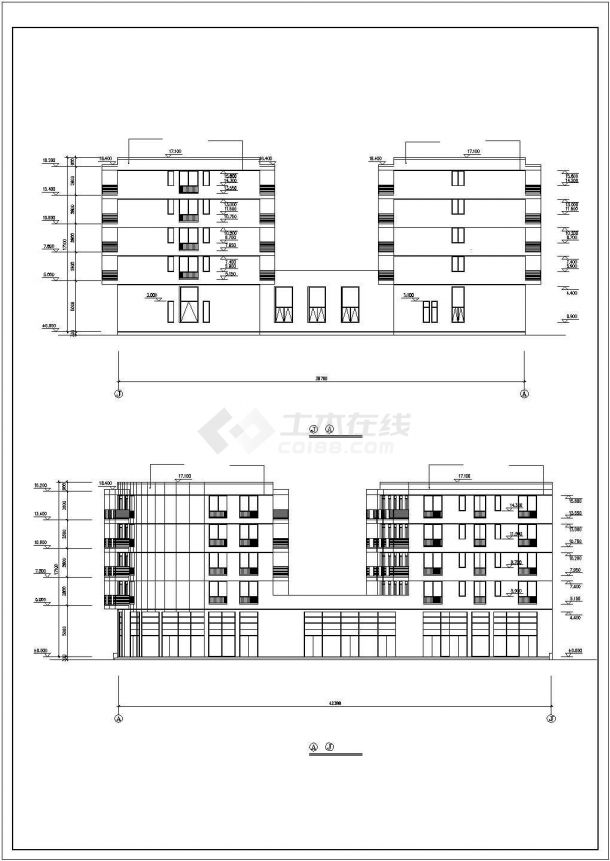 简单小型实用的五层宿舍楼建筑施工图-图二