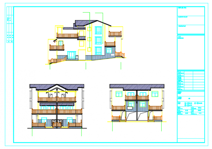 某地花园二层别墅建筑设计施工图含效果图_图1