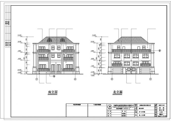 某地大型双拼别墅建筑施工图（标注详细）_图1