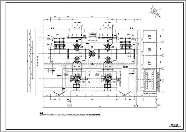 热电厂升压站电气设计总平面施工设计CAD图-图二