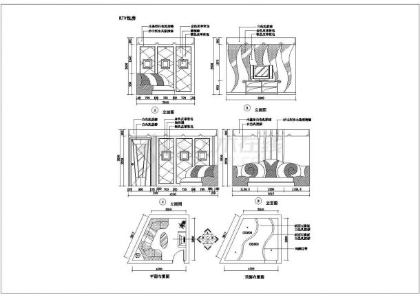 某整套KTV包房建筑装修平立面施工cad方案图纸-图一