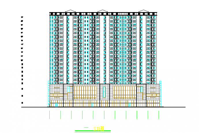 某地小型高层商住楼方案cad设计图_图1