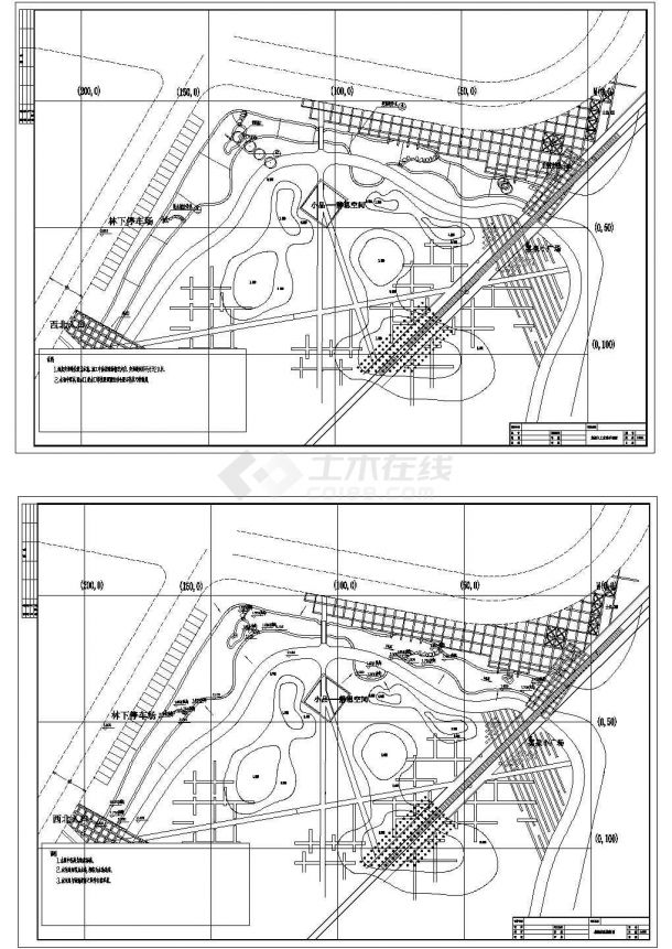 某工厂改造公园景观设计cad全套施工图（含给排水设计，含电气设计）-图一