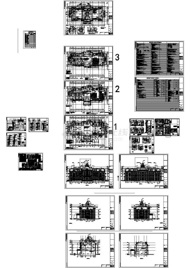 某3998平方米浙江三层西班牙风格售楼处建筑施工CAD图-图一