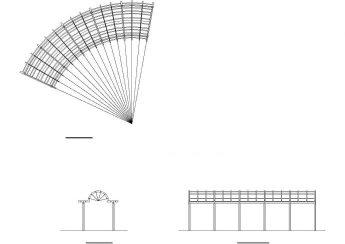 弧形花架节点平立剖面CAD布置图_图1
