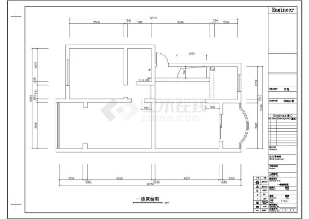 经典两居家居室内装修cad平面施工设计图纸-图二