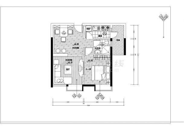 某一室一厅单身公寓室内装饰的完整CAD施工图纸-图一