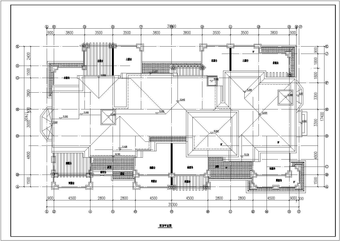 三层联排式别墅建筑平立剖设计施工图