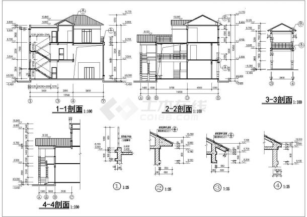 3层欧式独栋带露台花园别墅施工图纸-图二