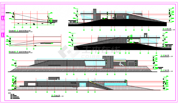 某地风土博物馆方案设计施工CAD图-图二