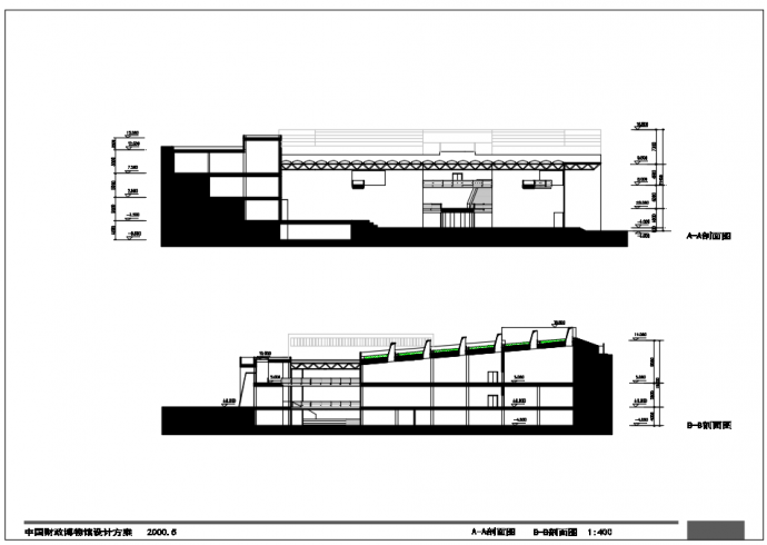 某地财政博物馆建筑设计施工CAD方案_图1