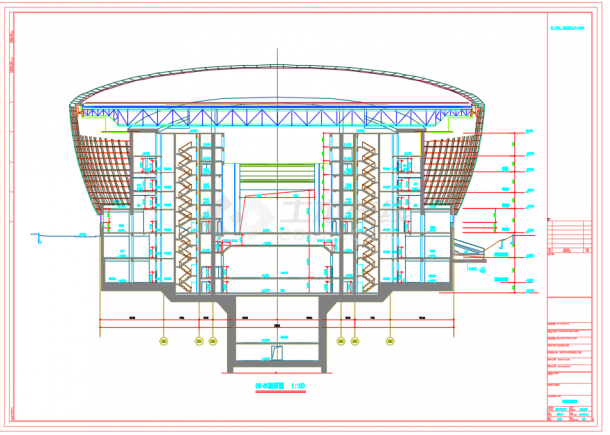 某东方艺术中心主体建筑设计施工CAD图-图一