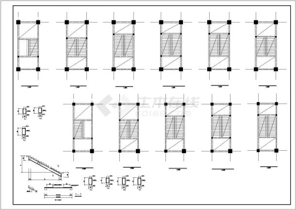 某地6层框架纺织车间结构设计图纸-图一