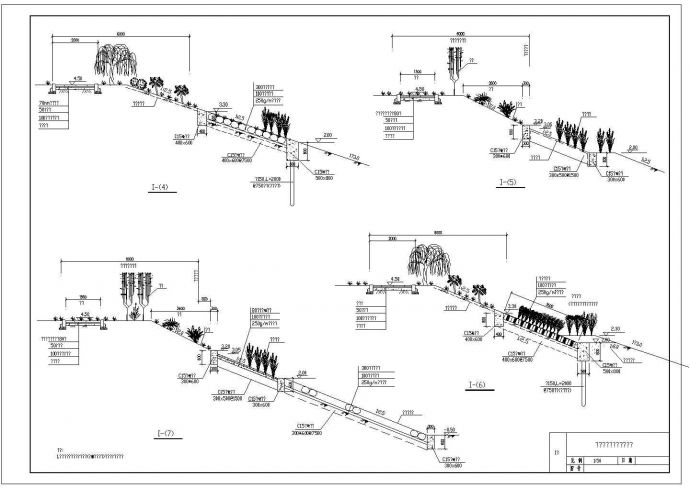 多种生态堤坝护岸标准断面设计图纸_图1