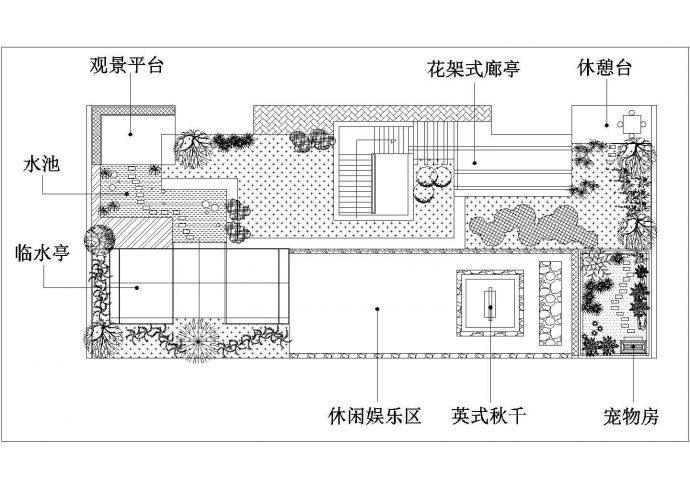 某住宅楼建筑屋顶花园园林CAD景观设计图纸_图1