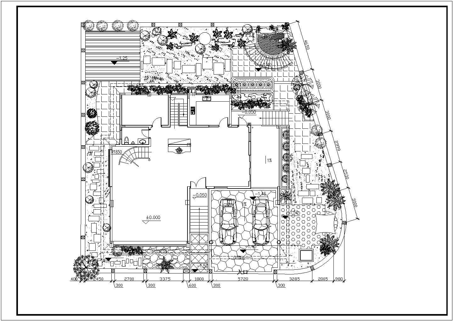 某一整套别墅区的景观园林CAD设计施工图纸